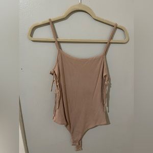 Privacy please nude / dusty pink side tie bodysuit